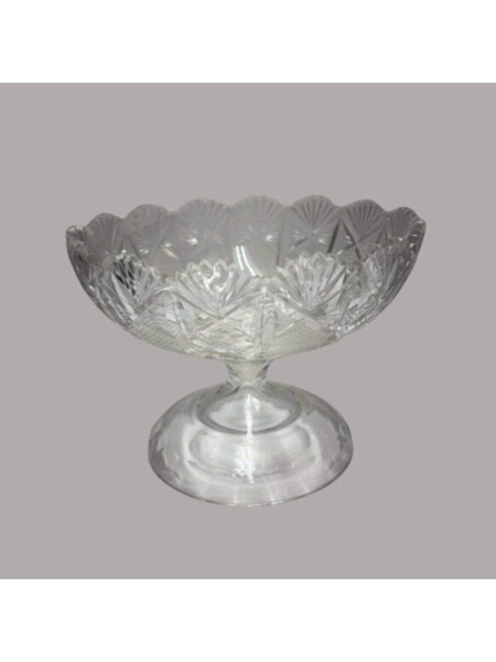 Vintage Crystal Pedestal Compote Bowl Starburst Pattern Elegant Timeless Decor